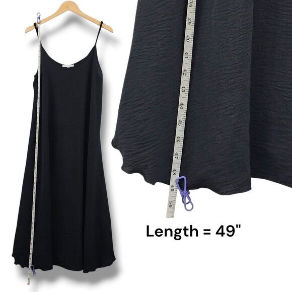 Tash + Sophie Black Spaghetti Strap Slip Dress L Minimalist Classic Whimsigoth - Picture 10 of 12